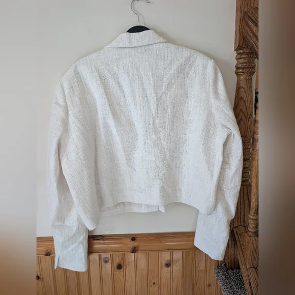 Abercrombie & Fitch Tweed Cropped Preppy White‎ Blazer Size XL - Picture 6 of 8